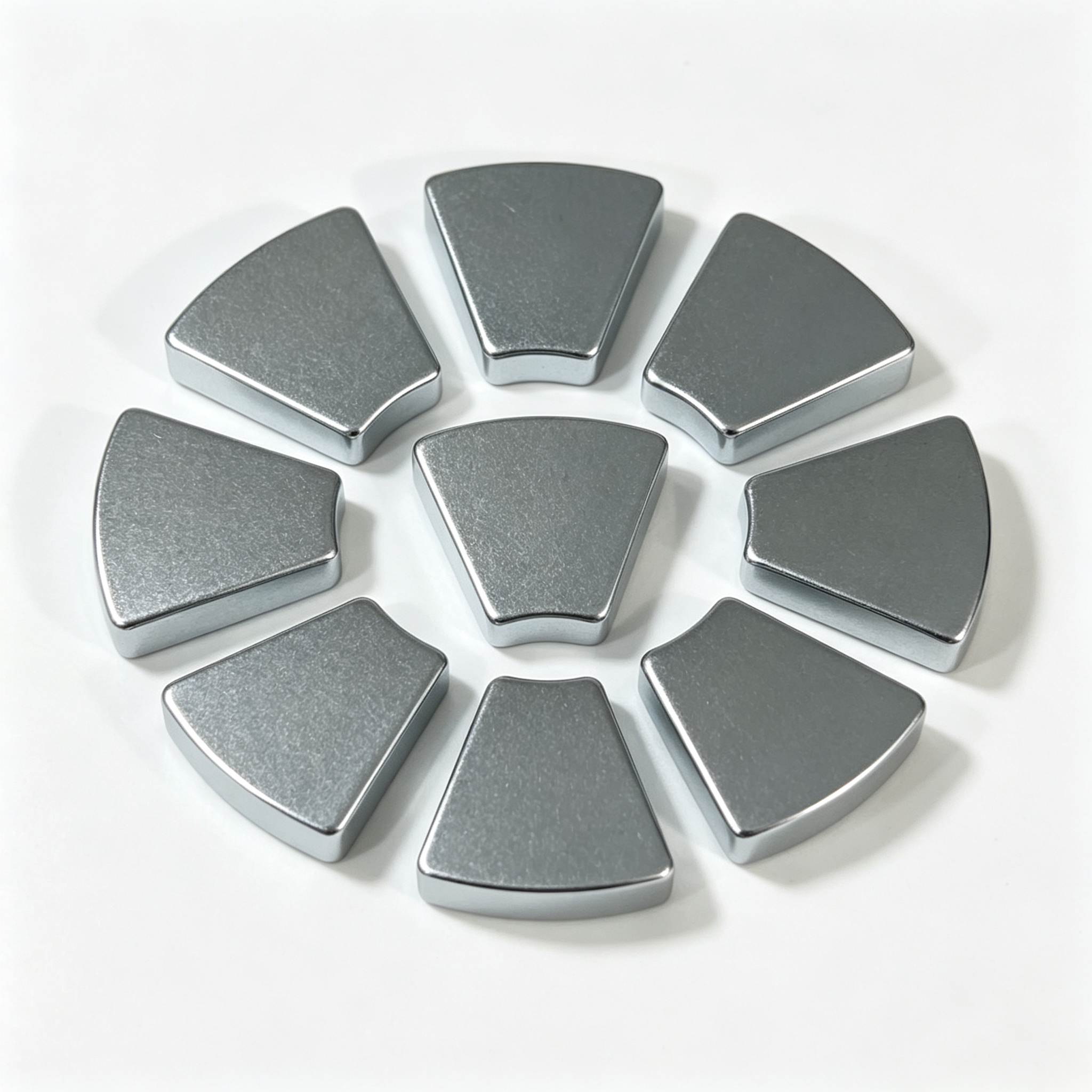 Custom sector-shaped NdFeB magnets for motors and rotor assemblies. Available in different grades, sizes, coatings and magnetization directions for precision motion applications.