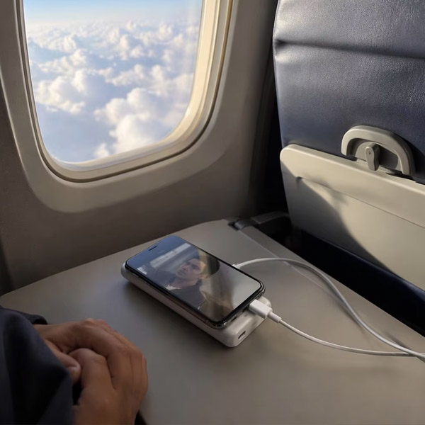 In-flight travel charging scene